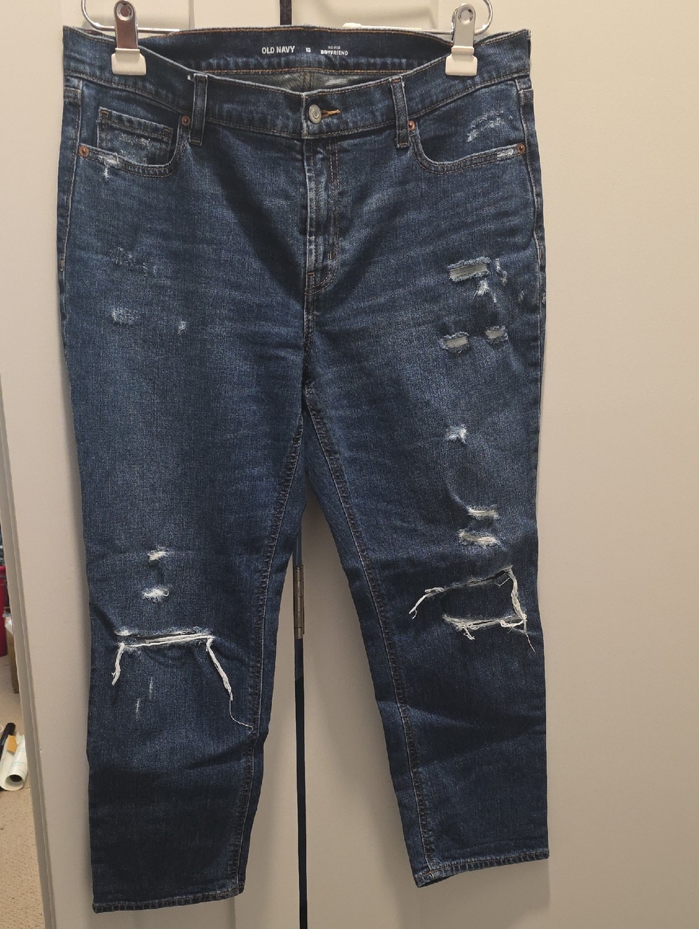 Old Navy Dark Blue Distressed Ripped Jeans